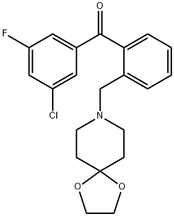 3-CHLORO-2'-[8-(1,4-DIOXA-8-AZASPIRO[4.5]DECYL)METHYL]-5-FLUOROBENZOPHENONE 结构式
