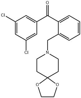(2-((1,4-二噁烷-8-氮杂螺环并[4.5]癸烷-8-基)甲基)苯基)(3,5-二氯苯基)甲酮 结构式
