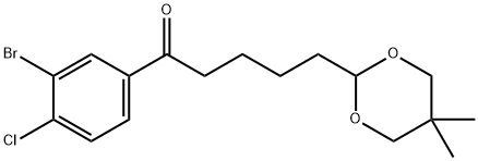 3'-BROMO-4'-CHLORO-5-(5,5-DIMETHYL-1,3-DIOXAN-2-YL)VALEROPHENONE 结构式