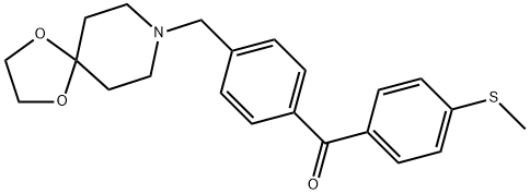 (4-((1,4-二噁烷-8-氮杂螺环并[4.5]癸烷-8-基)甲基)苯基)(4-(甲基硫代)苯基)甲酮 结构式