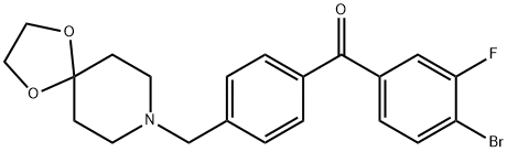 (4-((1,4-二噁烷-8-氮杂螺环并[4.5]癸烷-8-基)甲基)苯基)(4-溴-3-氟苯基)甲酮 结构式