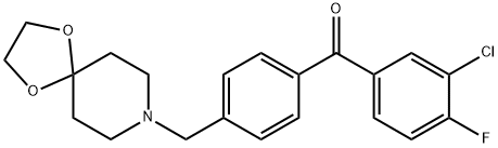 (4-((1,4-二噁烷-8-氮杂螺环并[4.5]癸烷-8-基)甲基)苯基)(3-氯-4-氟苯基)甲酮 结构式