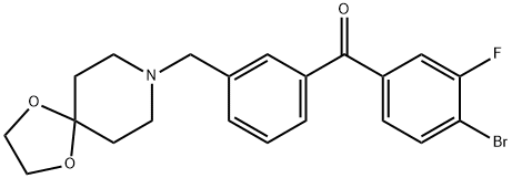(3-((1,4-二噁烷-8-氮杂螺环并[4.5]癸烷-8-基)甲基)苯基)(4-溴-3-氟苯基)甲酮 结构式