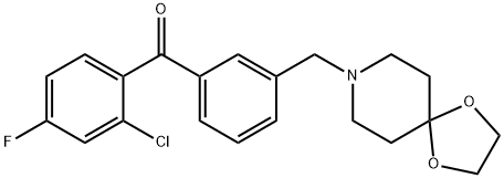 (3-((1,4-二噁烷-8-氮杂螺环并[4.5]癸烷-8-基)甲基)苯基)(2-氯-4-氟苯基)甲酮 结构式