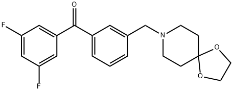 (3-((1,4-二噁烷-8-氮杂螺环并[4.5]癸烷-8-基)甲基)苯基)(3,5-二氟苯基)甲酮 结构式