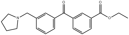 3-(3-(吡咯烷-1-基甲基)苯甲酰基)苯甲酸乙酯 结构式