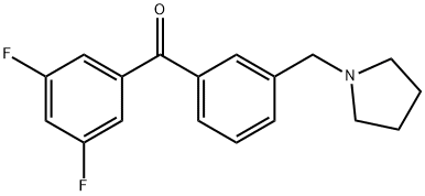 3,5-DIFLUORO-3'-PYRROLIDINOMETHYL BENZOPHENONE 结构式