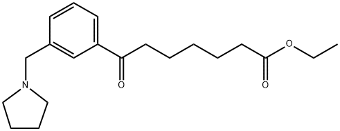 ETHYL 7-OXO-7-[3-(PYRROLIDINOMETHYL)PHENYL]HEPTANOATE 结构式