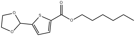 5-(1,3-二氧戊环-2-基)噻吩-2-羧酸己酯 结构式