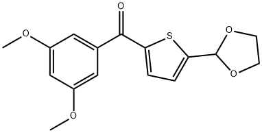 2-(3,5-DIMETHOXYBENZOYL)-5-(1,3-DIOXOLAN-2-YL)THIOPHENE 结构式