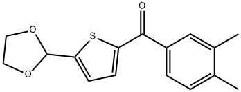 2-(3,4-DIMETHYLBENZOYL)-5-(1,3-DIOXOLAN-2-YL)THIOPHENE 结构式