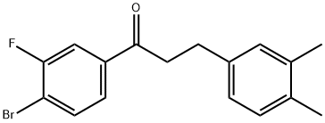 4'-BROMO-3-(3,4-DIMETHYLPHENYL)-3'-FLUOROPROPIOPHENONE 结构式
