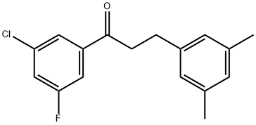 3'-CHLORO-3-(3,5-DIMETHYLPHENYL)-5'-FLUOROPROPIOPHENONE 结构式