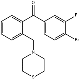 4-BROMO-3-FLUORO-2'-THIOMORPHOLINOMETHYL BENZOPHENONE 结构式