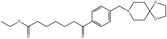 7-(4-((1,4-二噁烷-8-氮杂螺环并[4.5]癸-8-基)甲基)苯基)-7-氧代庚酸乙酯 结构式