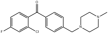 2-CHLORO-4-FLUORO-4'-(4-METHYLPIPERAZINOMETHYL) BENZOPHENONE 结构式