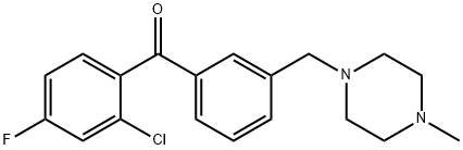 2-CHLORO-4-FLUORO-3'-(4-METHYLPIPERAZINOMETHYL) BENZOPHENONE 结构式