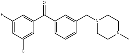 3-CHLORO-5-FLUORO-3'-(4-METHYLPIPERAZINOMETHYL) BENZOPHENONE 结构式