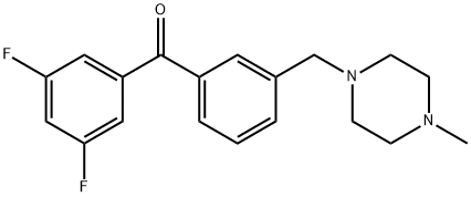 3,5-DIFLUORO-3'-(4-METHYLPIPERAZINOMETHYL) BENZOPHENONE 结构式