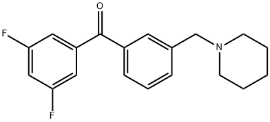 3,5-DIFLUORO-3'-PIPERIDINOMETHYL BENZOPHENONE 结构式