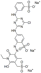 5-[[5-[[4-氯-6-[(3-磺苯基)氨基]-1,3,5-三嗪-2-基]氨基]-2-磺苯基]偶氮]乙基-1,6-二氢-2-羟基-4-甲基-6-氧代吡啶甲磺酸三钠盐 结构式