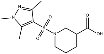 1-(1,3,5-三甲基吡唑-4-基)磺酰基3-哌啶甲酸 结构式