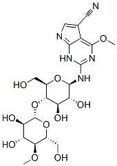 1H-Pyrrolo(2,3-d)pyrimidine-5-carbonitrile, 4-methoxy-2-((4-O-(4-O-met hyl-beta-D-glucopyranosyl)-beta-D-glucopyranosyl)amino)- 结构式