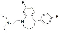 1-[2-(Diethylamino)ethyl]-8-fluoro-5-(4-fluorophenyl)-2,3,4,5-tetrahydro-1H-1-benzazepine 结构式