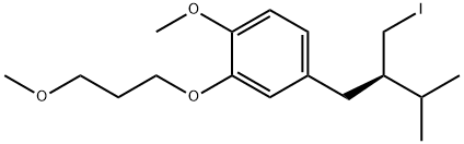 (R)-[2-碘甲基-3-甲基丁基]-1-甲氧基-2-(3-甲氧基丙氧基)苯 结构式