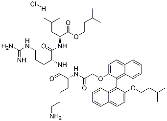 N-[2-[[(1S)-2'-(3-甲基丁氧基)[1,1'-联萘]-2-基]氧基]乙酰基]-D-赖氨酰-D-精氨酰-L-亮氨酸 3-甲基丁基酯盐酸盐 结构式
