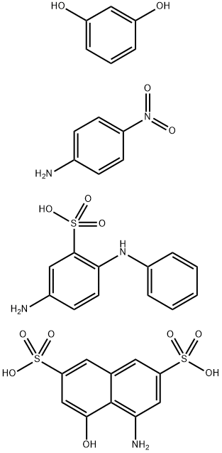 2,7-Naphthalenedisulfonic acid, 4-amino-5-hydroxy-, diazotized, coupled with diazotized 5-amino-2-(phenylamino)benzenesulfonic acid, diazotized 4-nitrobenzenamine and resorcinol 结构式