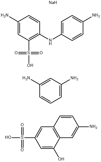 2-Naphthalenesulfonic acid, 6-amino-4-hydroxy-, coupled with diazotized 5-amino-2-[(4-aminophenyl)amino]benzenesulfonic acid, diazotized, coupled with m-phenylenediamine, sodium salts 结构式