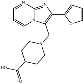 1-(2-FURAN-2-YL-IMIDAZO[1,2-A]PYRIMIDIN-3-YLMETHYL)-PIPERIDINE-4-CARBOXYLIC ACID 结构式