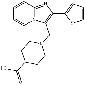 1-(2-THIOPHEN-2-YL-IMIDAZO[1,2-A]PYRIDIN-3-YLMETHYL)-PIPERIDINE-4-CARBOXYLIC ACID 结构式