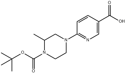 4-(5-羧基-2-吡啶)-2-甲基哌嗪-1-羧酸叔丁酯 结构式