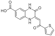 3-OXO-2-[2-OXO-2-THIOPHEN-2-YL-ETH-(Z)-YLIDENE]-1,2,3,4-TETRAHYDRO-QUINOXALINE-6-CARBOXYLIC ACID 结构式