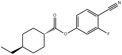 反式-4-乙基环己烷羧酸-4-氰基-3-氟苯酯 结构式