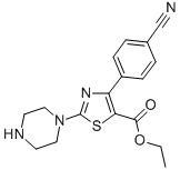 4-(4-氰苯基)-2-(1-哌嗪基)-5-三唑羧酸乙酯 结构式