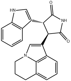 (3R,4R)-3-(5,6-二氢-4H-吡咯并[3,2,1-IJ]喹啉-1-基)-4-(1H-吲哚-3-基)吡咯烷-2,5-二酮 结构式