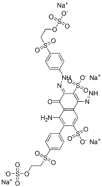 tetrasodium (3Z)-5-amino-4-oxo-6-[4-(2-sulfonatooxyethylsulfonyl)phenyl]diazenyl-3-[[4-(2-sulfonatooxyethylsulfonyl)phenyl]hydrazinylidene]naphthalene-2,7-disulfonate 结构式