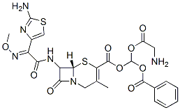 7-(2-(2-aminothiazol-4-yl)-2-methoxyiminoacetamido)-3-methyl-3-cephem-4-carboxylic acid glycyloxybenzoyloxymethyl ester 结构式
