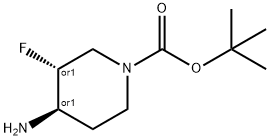 反式-4-氨基-3-氟哌啶-1-甲酸叔丁酯 结构式