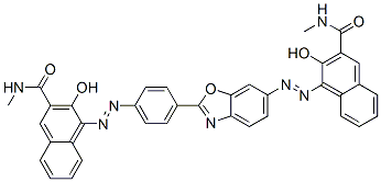 3-hydroxy-4-[[4-[6-[[2-hydroxy-3-[(methylamino)carbonyl]naphthyl]azo]benzoxazol-2-yl]phenyl]azo]-N-methylnaphthalene-2-carboxamide 结构式