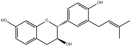 (2R,3S)-3,4-Dihydro-2-[4-hydroxy-3-(3-methyl-2-butenyl)phenyl]-2H-1-benzopyran-3,7-diol 结构式