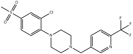 1-[2-CHLORO-4-(METHYLSULFONYL)PHENYL]-4-([6-(TRIFLUOROMETHYL)PYRIDIN-3-YL]METHYL)PIPERAZINE 结构式