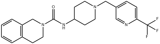 N-(1-([6-(TRIFLUOROMETHYL)PYRIDIN-3-YL]METHYL)PIPERIDIN-4-YL)-3,4-DIHYDROISOQUINOLINE-2(1H)-CARBOXAMIDE 结构式