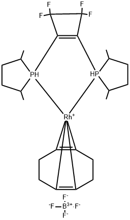1,2-双[(2R,5R)-2,5-二甲基磷]-3,3,4,4-四氟-1-环丁烯(1,5-环辛二烯)四氟硼酸铑(I) 结构式