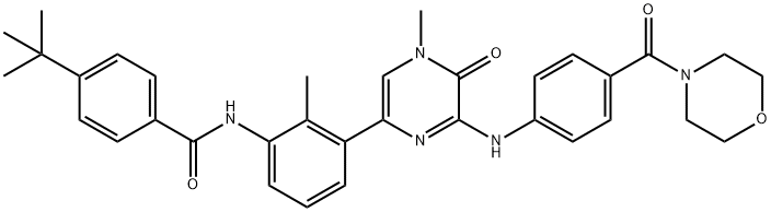 N-[3-[4,5-二氢-4-甲基-6-[[4-(4-吗啉基羰基)苯基]氨基]-5-氧代-2-吡嗪基]-2-甲基苯基]-4-(叔丁基)苯甲酰胺 结构式