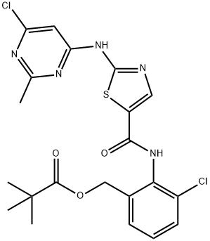 DES-6-[4-(2-HYDROXYETHYL)-1-PIPERAZINYL]-6-CHLORO-O-PIVALATE DASATINIB 结构式