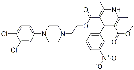 2-[4-(3,4-dichlorophenyl)piperazin-1-yl]ethyl methyl 2,6-dimethyl-4-(3 -nitrophenyl)-1,4-dihydropyridine-3,5-dicarboxylate 结构式